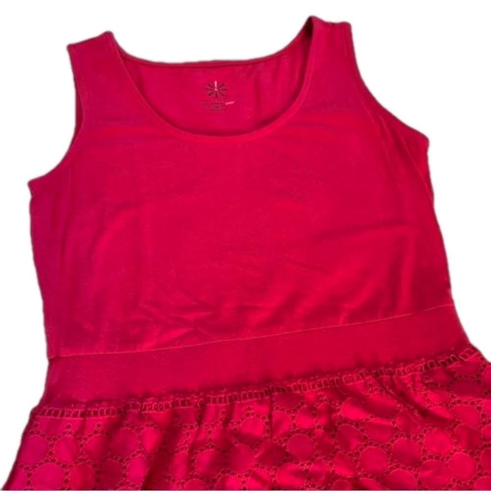 Isaac Mizrahi Red Maxi Dress  XS Eyelet Fully Lined Elastic at Waist NEW 54" - Picture 4 of 15